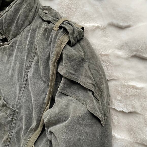 š„VTG Porsha By Winer Distressed Faded Army Military Field Style Bomber Jacket - Picture 8 of 16